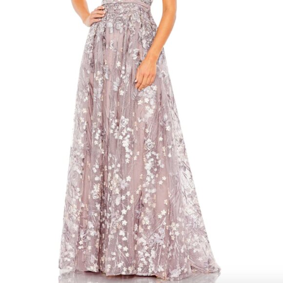 MAC DUGGAL 20405 EMBELLISHED FLORAL CAP SLEEVE A-LINE LILLAC GOWN sz 24 - Picture 2 of 5